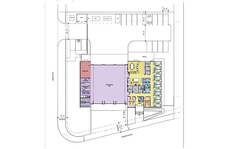 Architectural floor plan of new fire station.